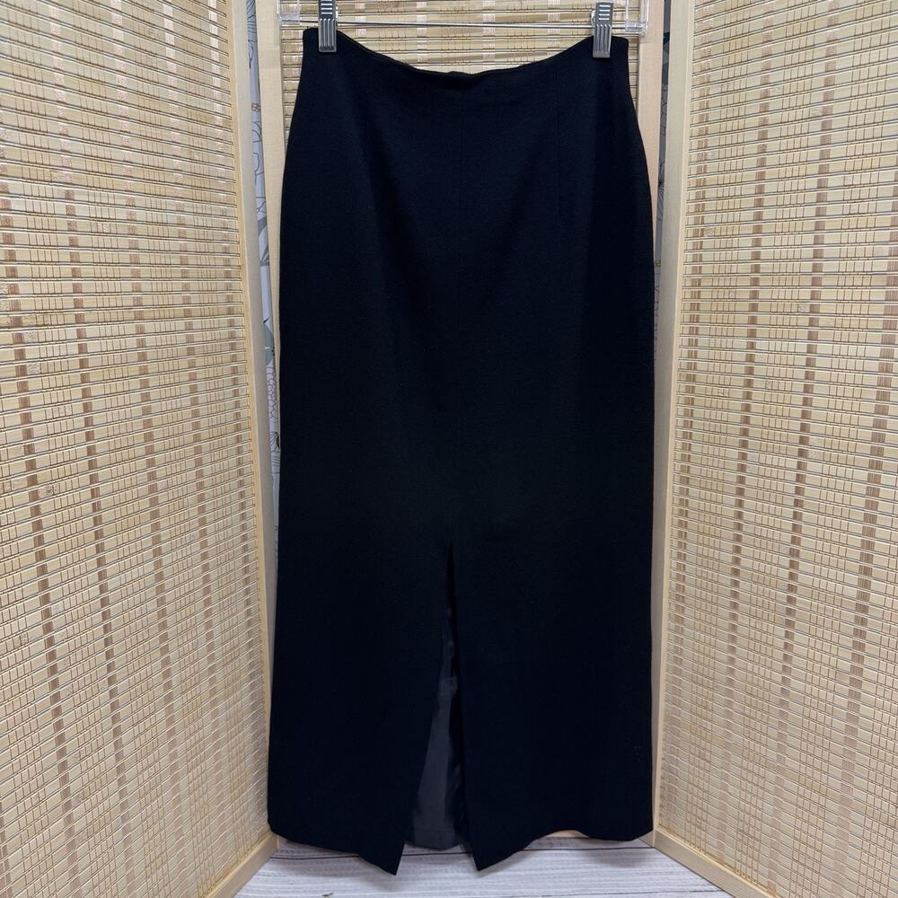 Jones New York Pencil Skirt Women's Size 4 Black Wool Maxi Length Front Slit